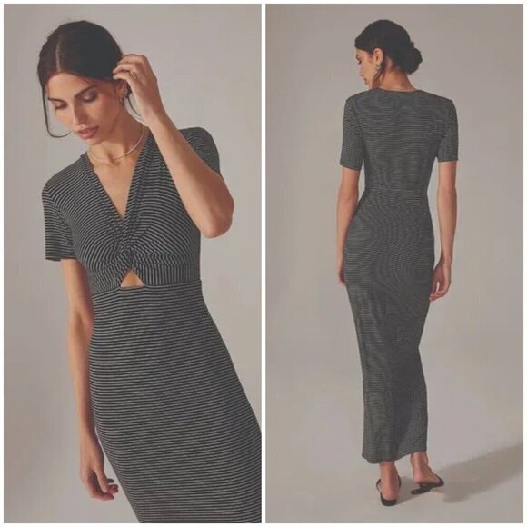 💕FAVORITE DAUGHTER💕 The Anywhere Dress ~ Black White Stripe Small S NWT - Picture 1 of 16